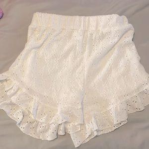white eyelit shorts